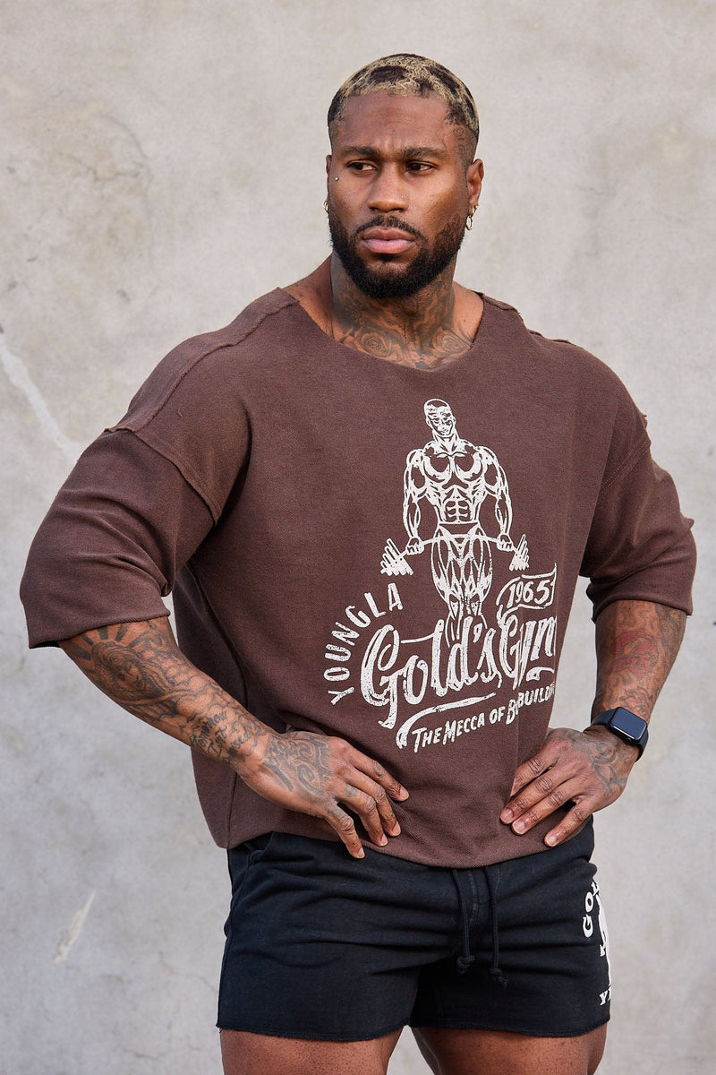 Camiseta de cuello ancho de felpa Golds Gym